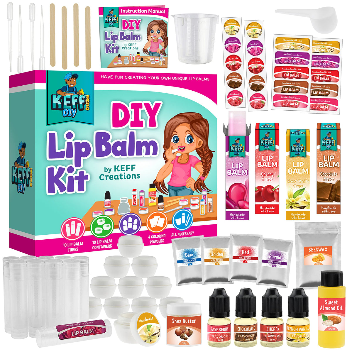 KEFF kit labios 51 piezas para crear bálsamos naturales en casa