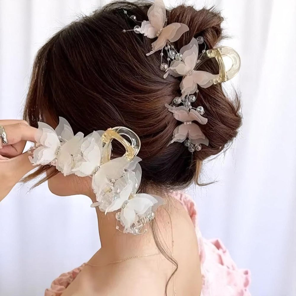 Kemmintvn set de 2 pasadores mariposa con perlas para un look romántico