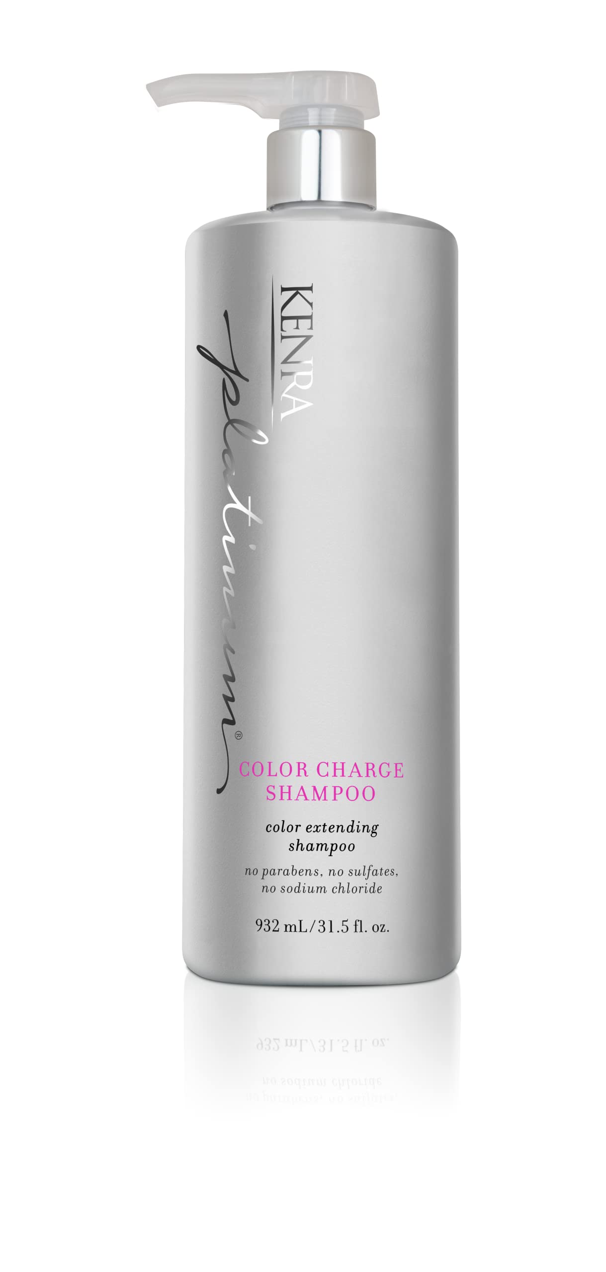 Kenra Platinum Color Charge Shampoo envase en baño protege y realza el color.