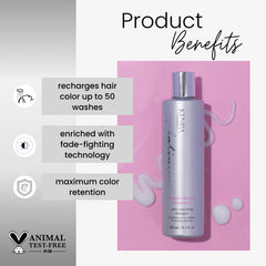 Kenra Platinum Color Charge Shampoo espuma suave que reanima el color entre lavados.