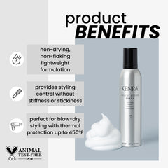 Kenra Volume Mousse Extra: textura ligera para peinado suave y definido