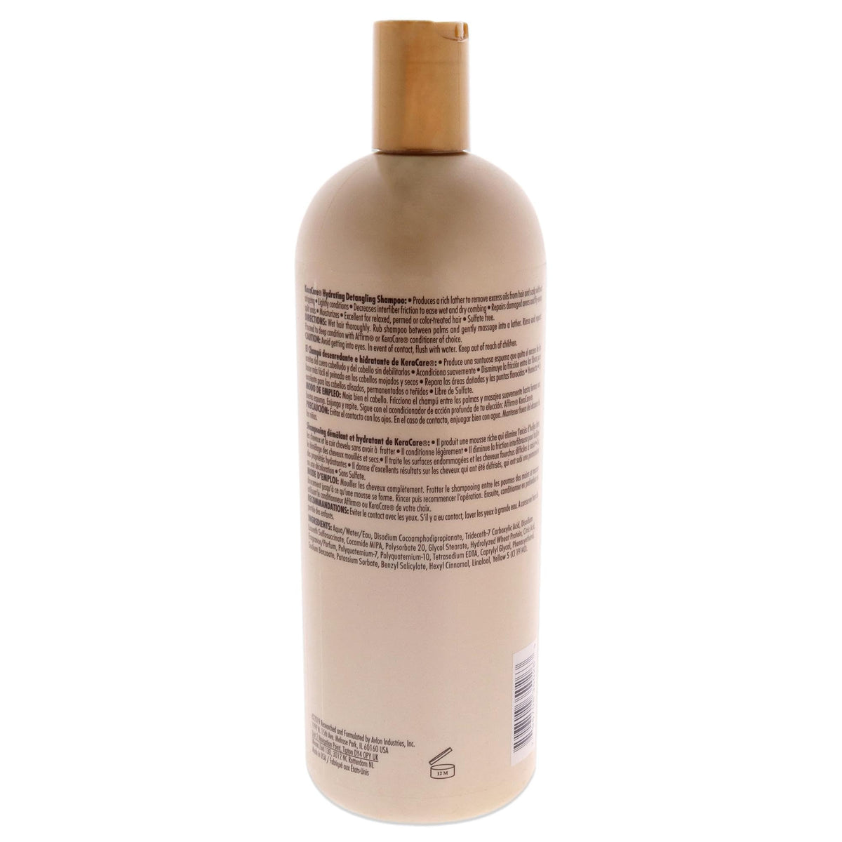 KeraCare Avlon, etiqueta frontal, empaque informativo para compra consciente.
