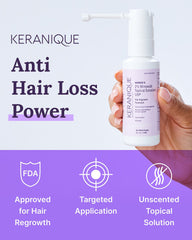Keranique minoxidil al dos por ciento en botella para crecimiento capilar