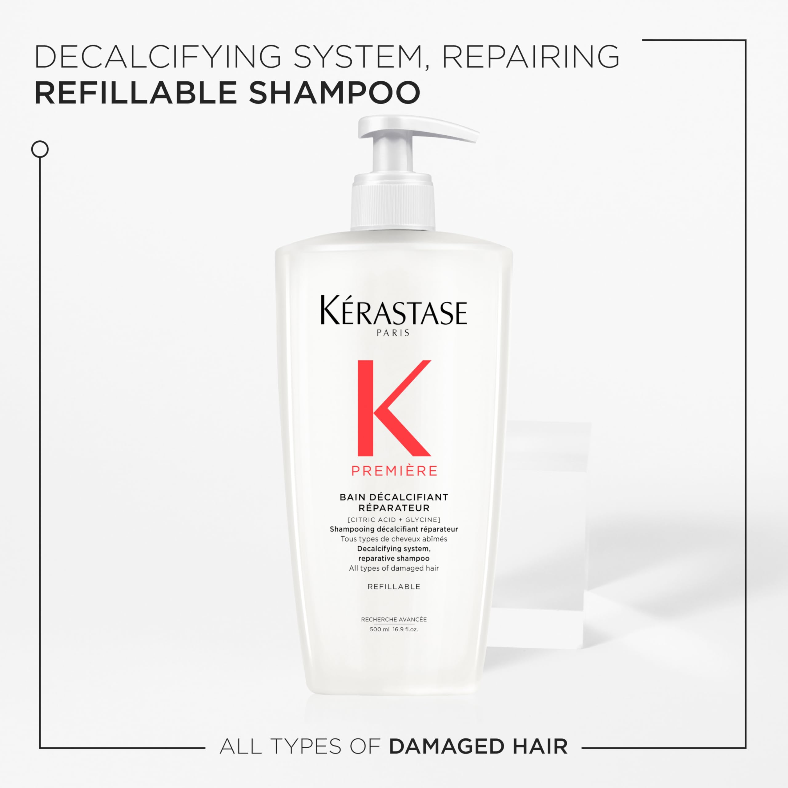 Kerastase Première Bain Descalcificador, manos aplicando el champú para formar espuma reparadora