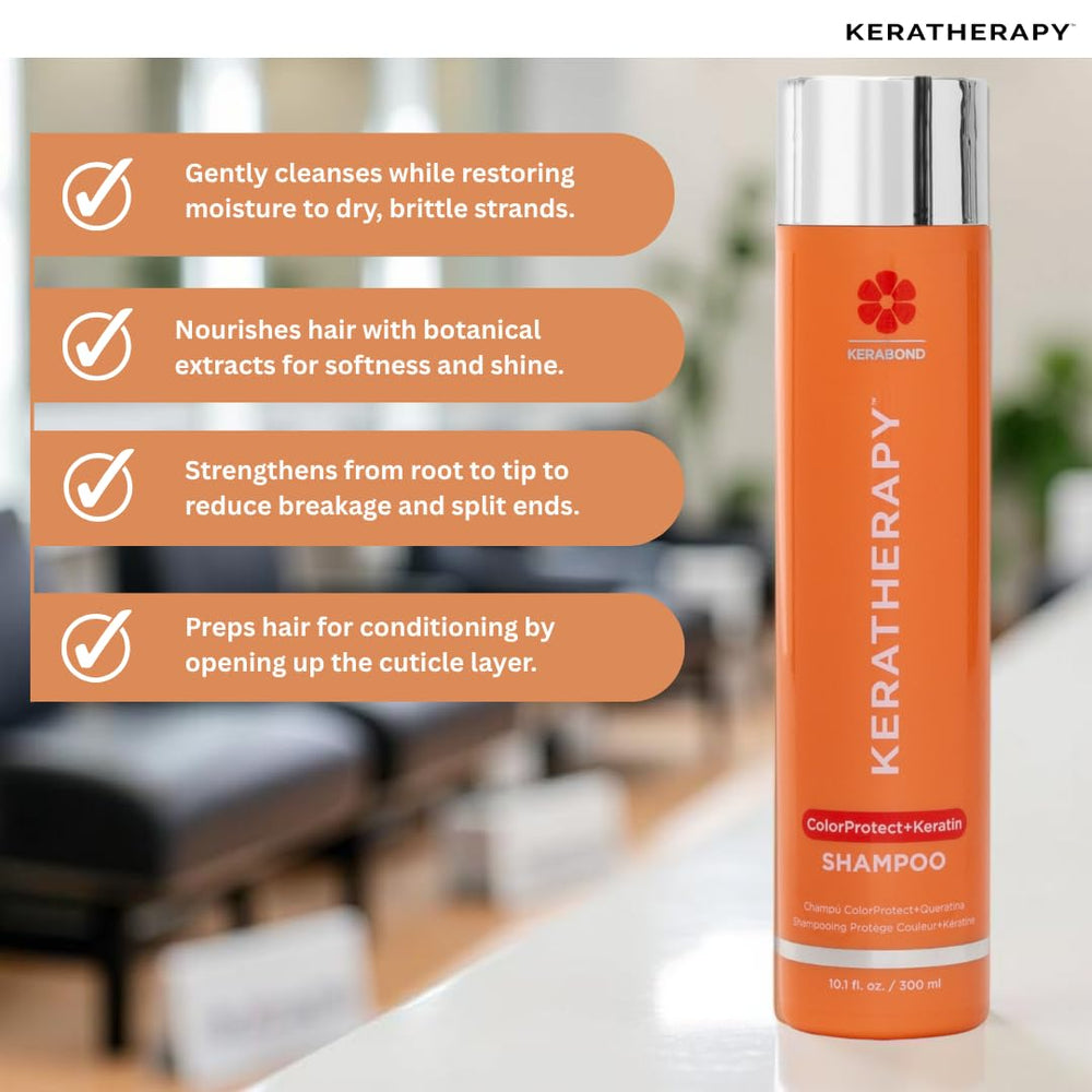 KERATHERAPY Color Protect Shampoo, aceite de frambuesa roja para antioxidante natural.