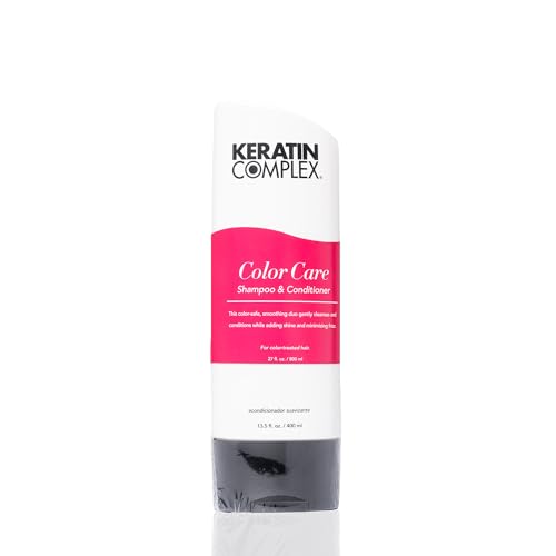 Acondicionador Keratin Complex Color Care: botellas en primer plano, brillo duradero