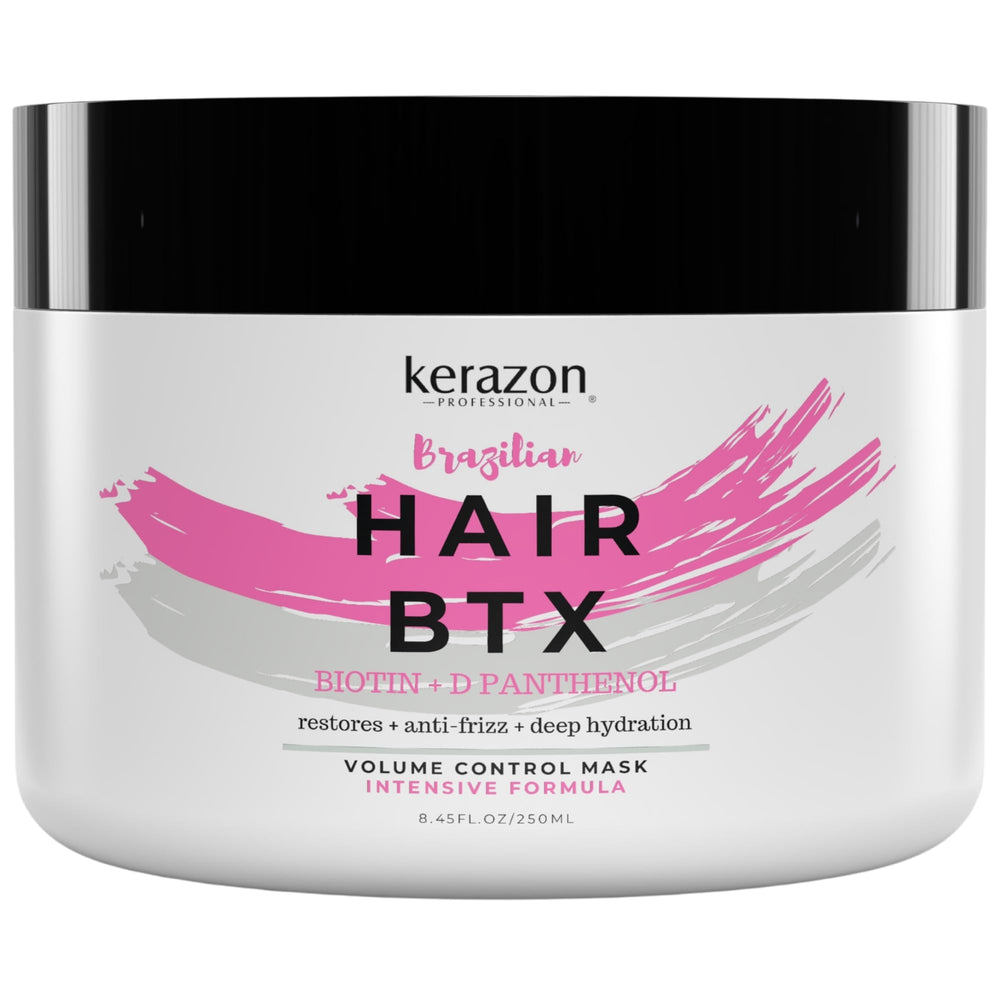 Kerazon Professional BTX alisado suave en envase para cabello liso y duradero.