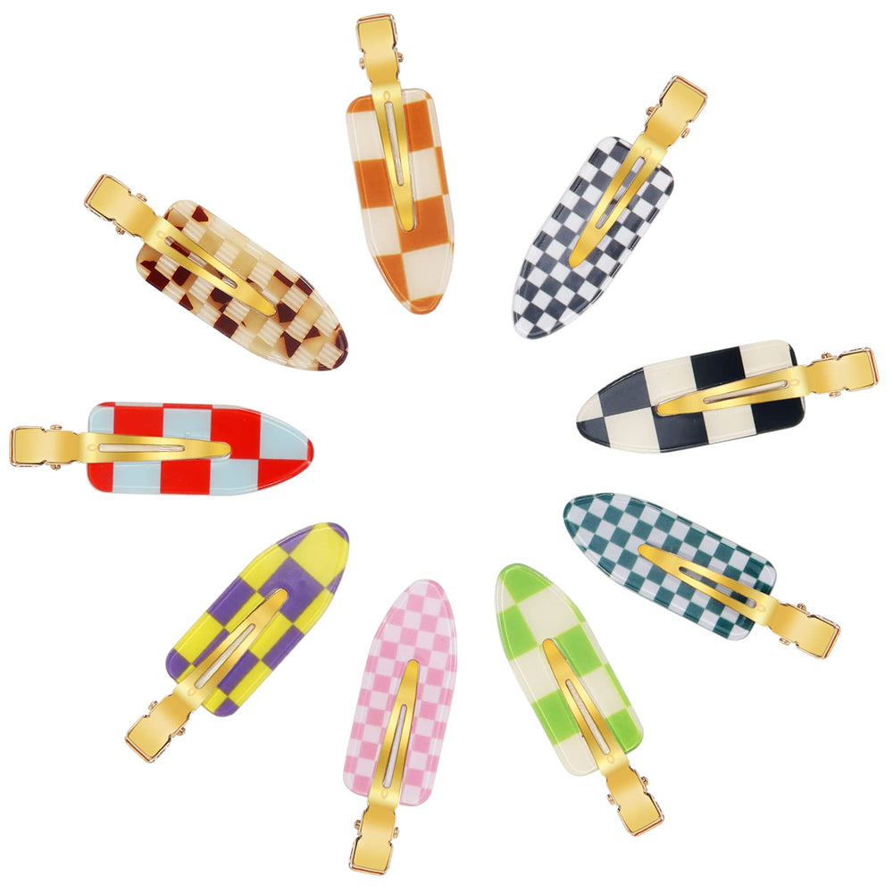 KesaPlan clip sin dientes con diseño ajedrez multicolor para fijar peinado sin dejar marcas