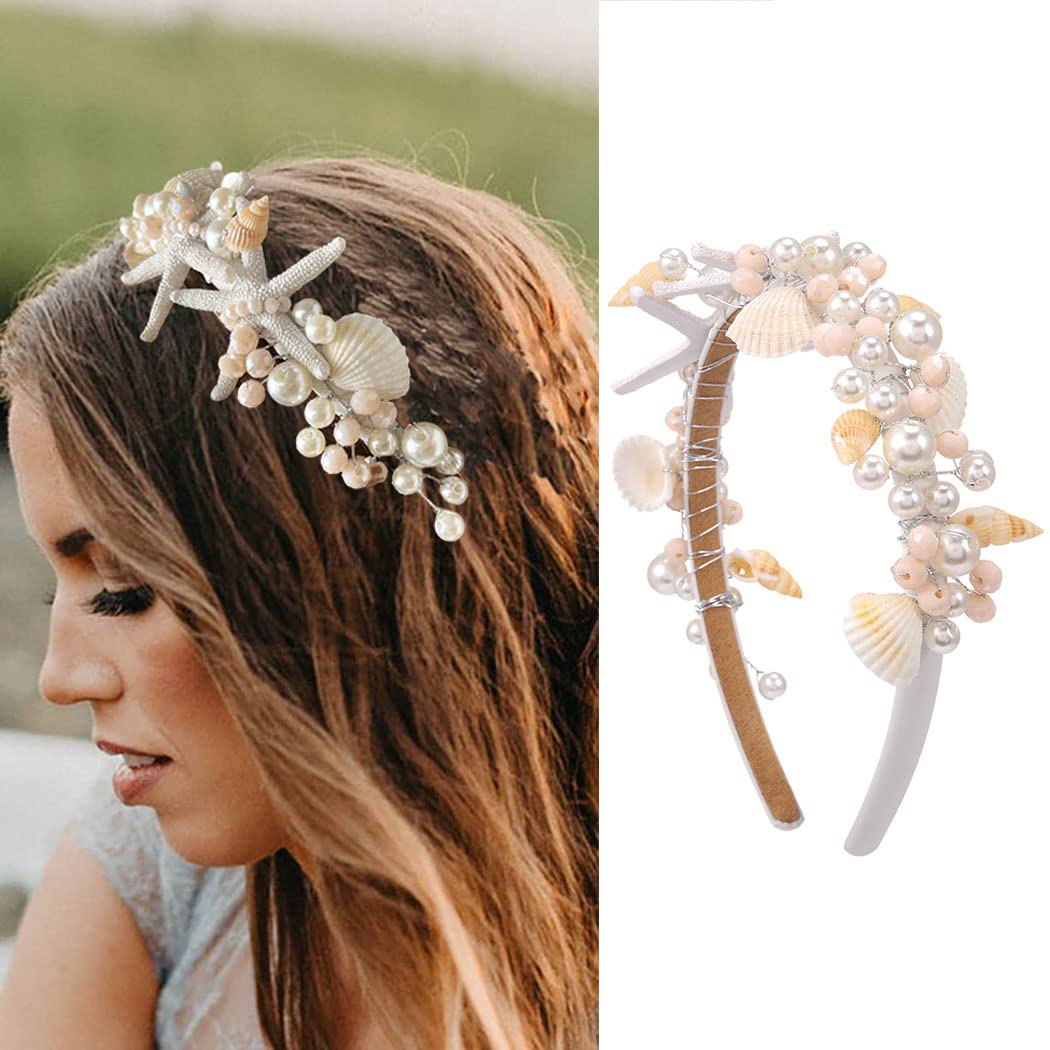 Kesvb diadema conchas y estrellas de mar, para un look de sirena en cualquier ocasión.