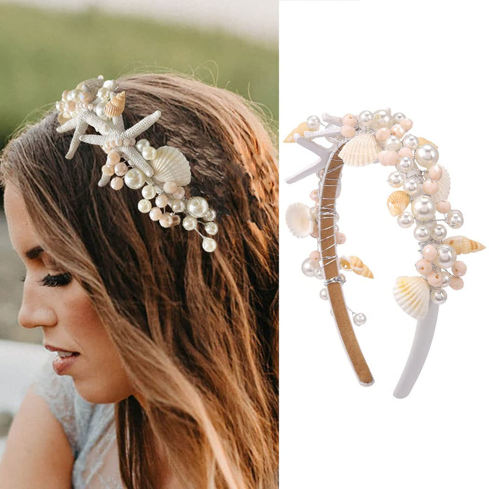 Kesvb diadema conchas y estrellas de mar, para un look de sirena en cualquier ocasión.