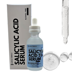 Ketostat serum ácido salicílico al 5% visto de frente en la botella, uso diario prometedor.