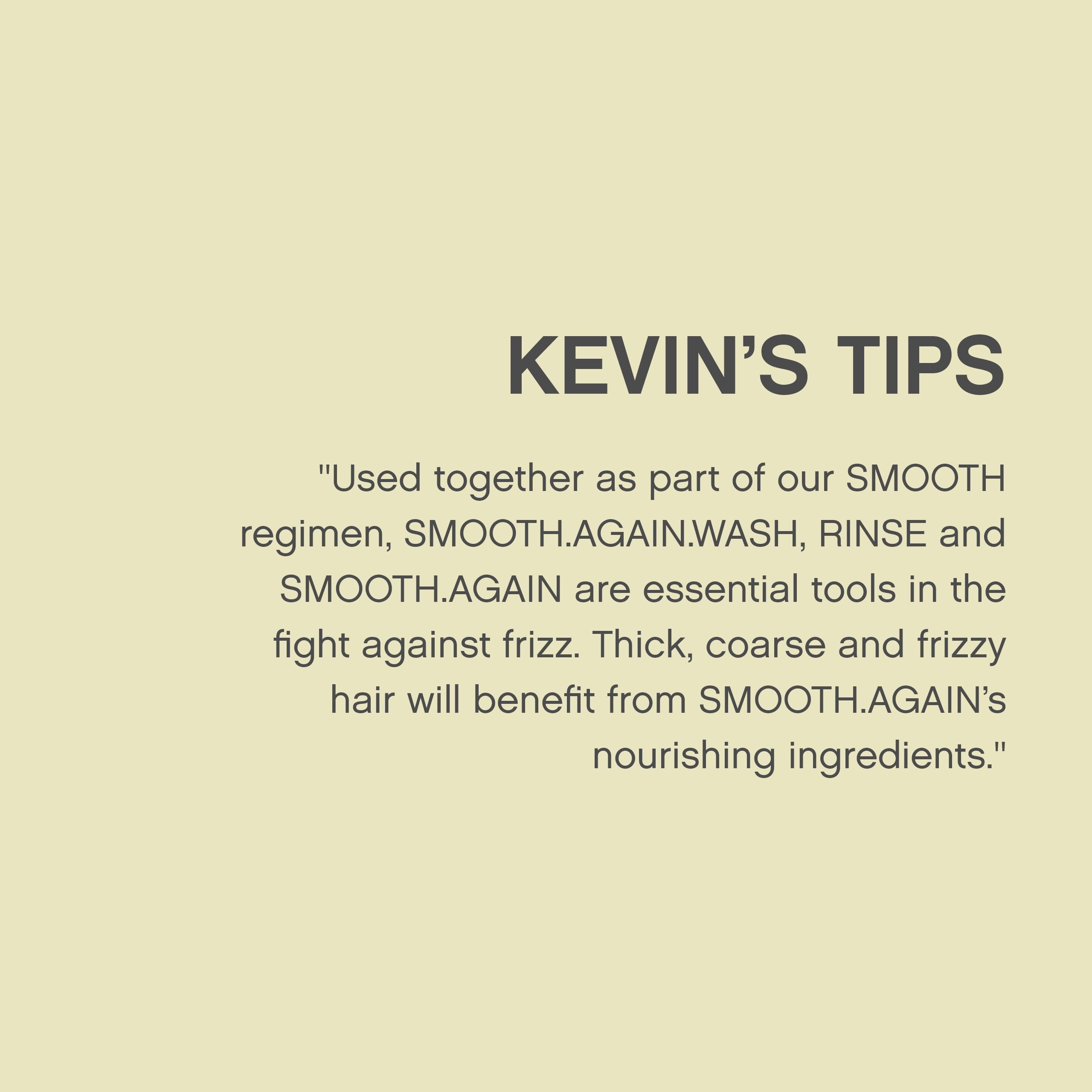 KEVIN.MURPHY Smooth Again Etiquetas claras, información de uso legible.