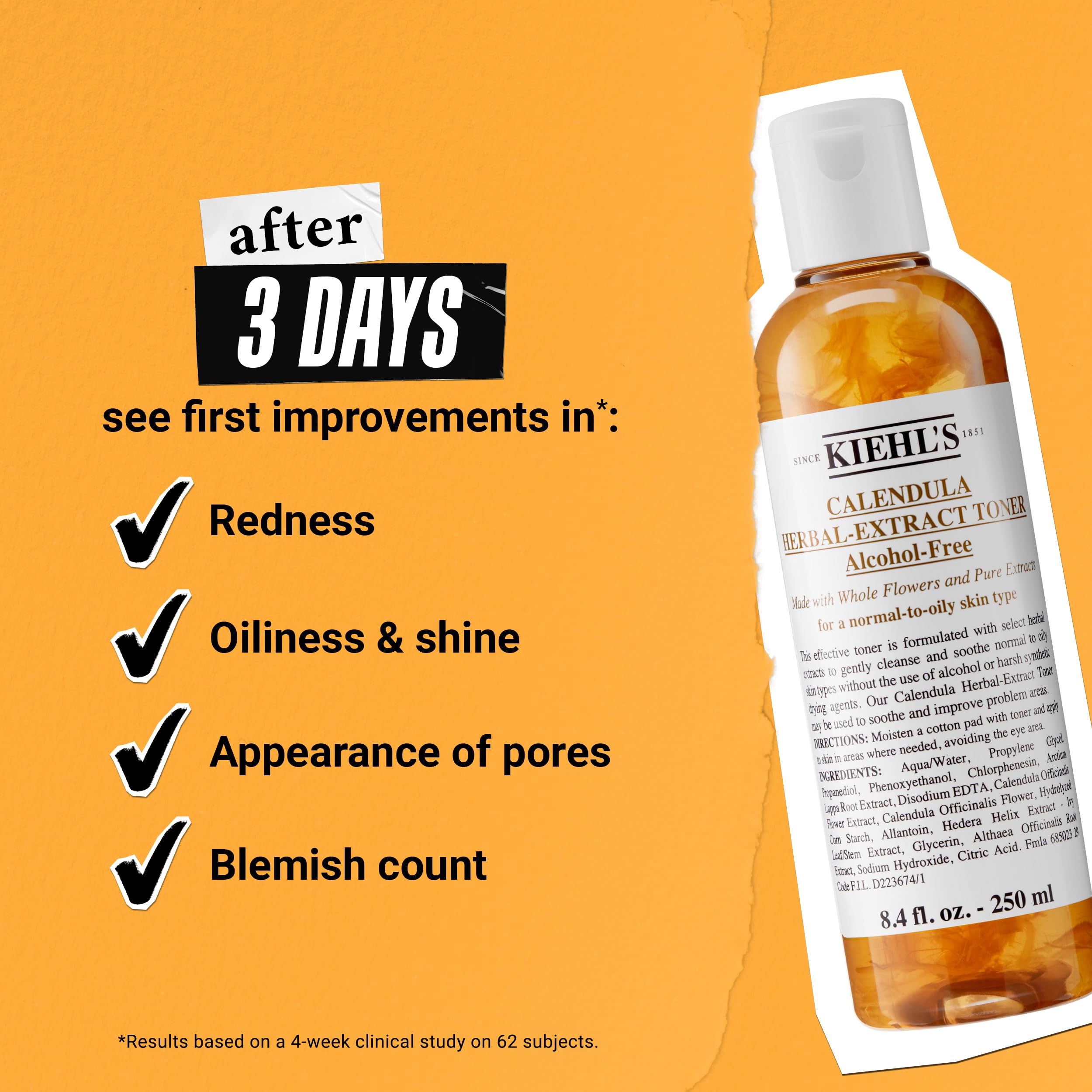 Envase minimalista de Kiehl's Calendula Toner, ideal para piel sensible.