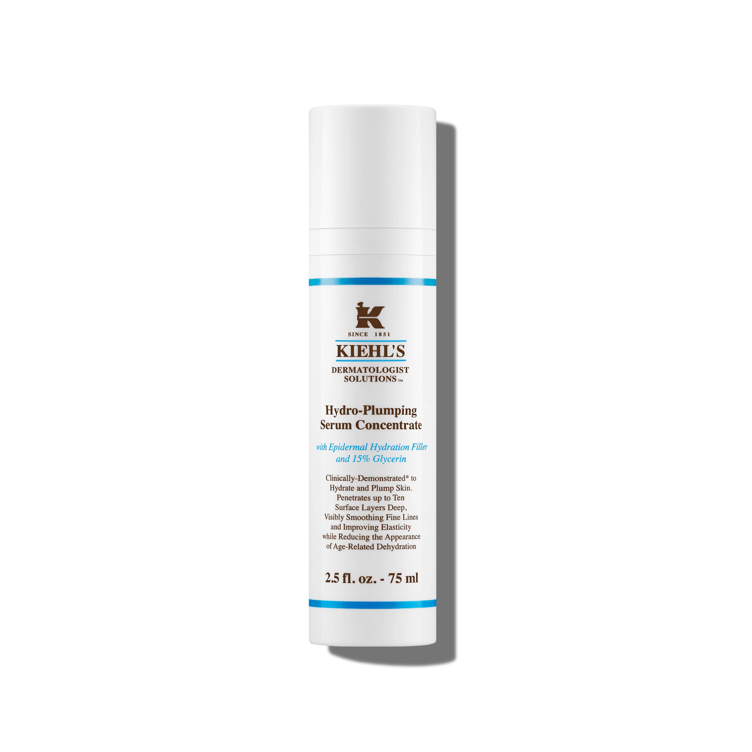 Kiehl's Hydro-Plumping Serum, botella de 75 ml, hidratación duradera en primer plano