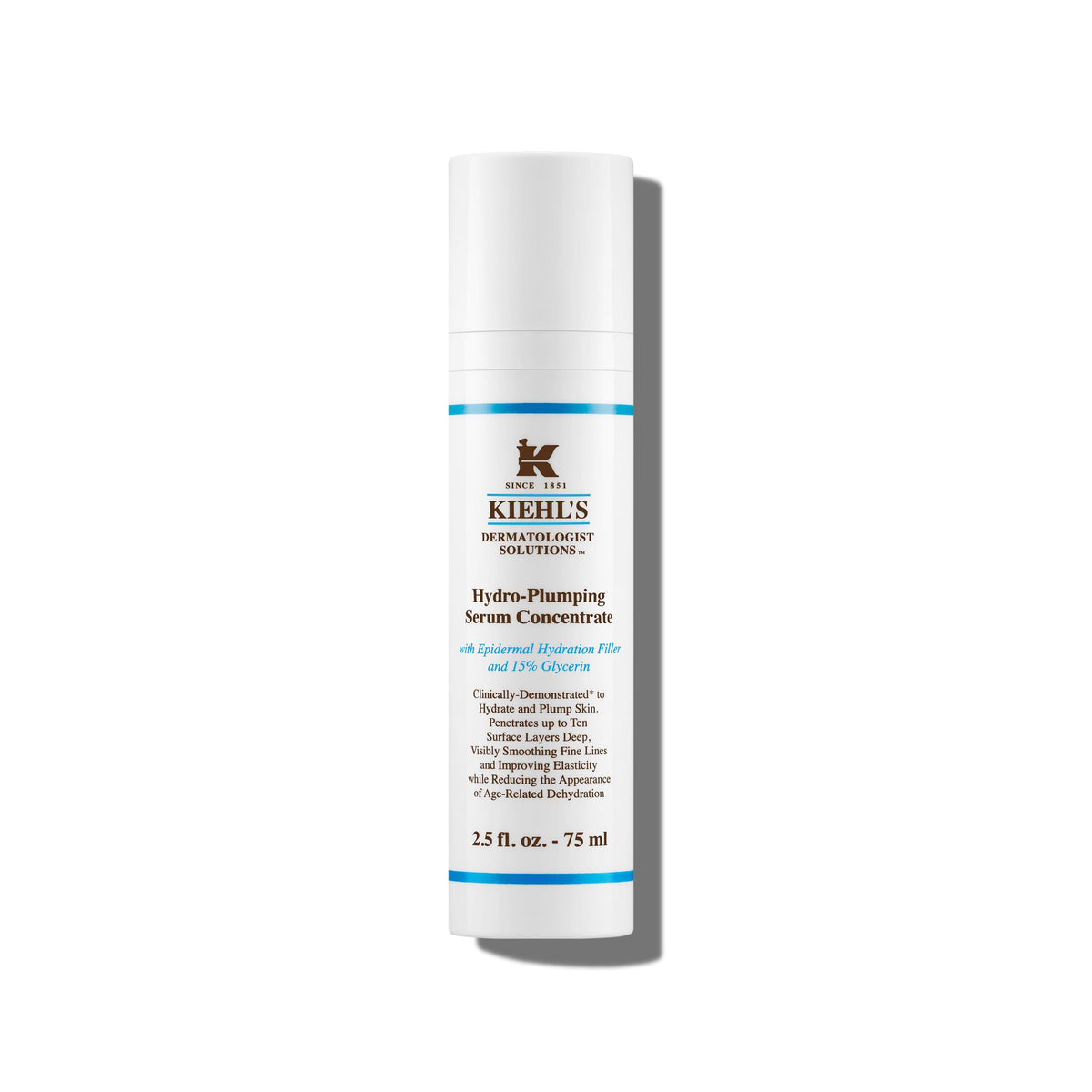 Kiehl's Hydro-Plumping Serum, botella de 75 ml, hidratación duradera en primer plano