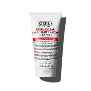 Kiehl's Ultra Facial Barrier-Hydrating Cleanser en botella, hidratación inmediata para piel sensible.