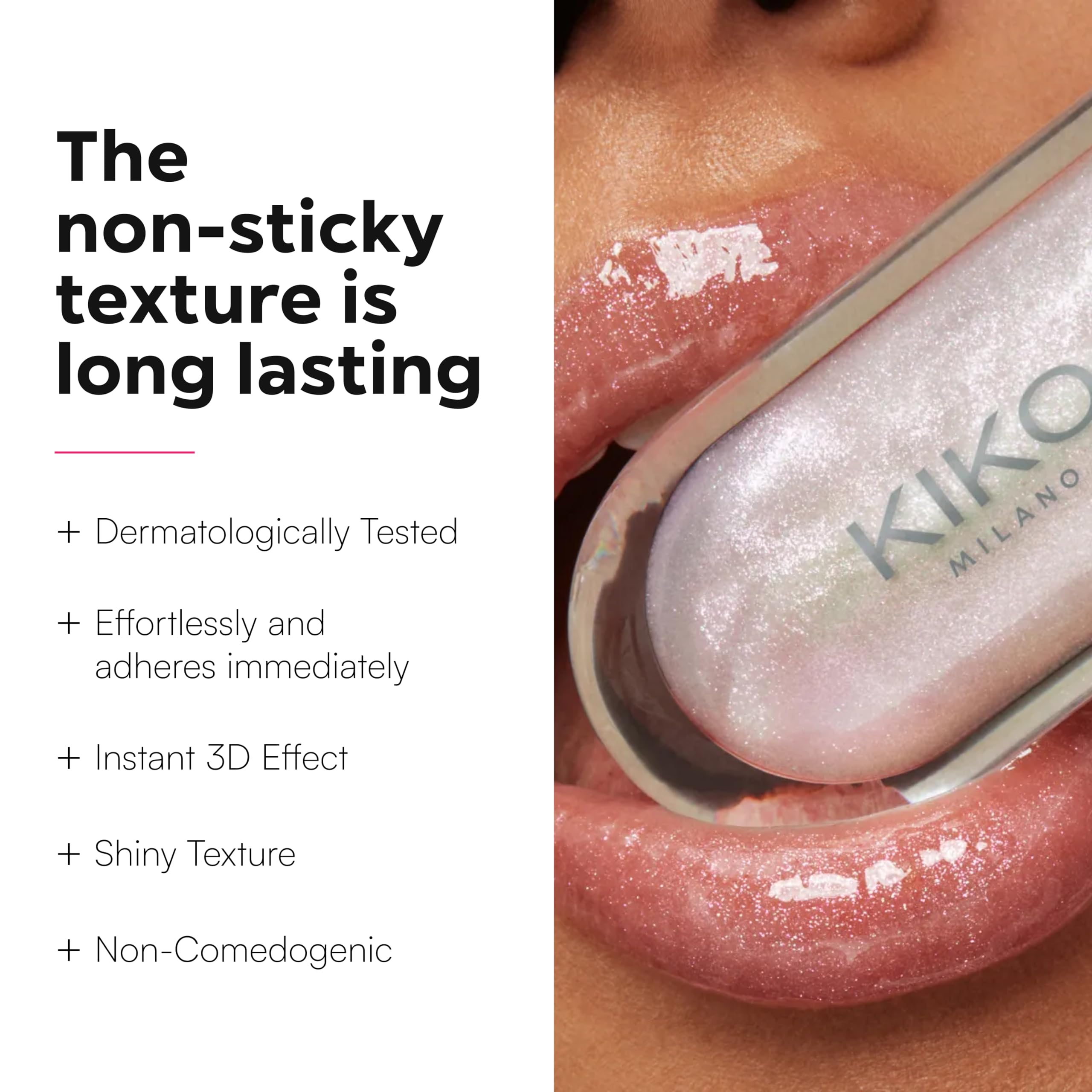 KIKO Milano 3d Hydra Lipgloss 41, textura suave que aporta volumen visible.