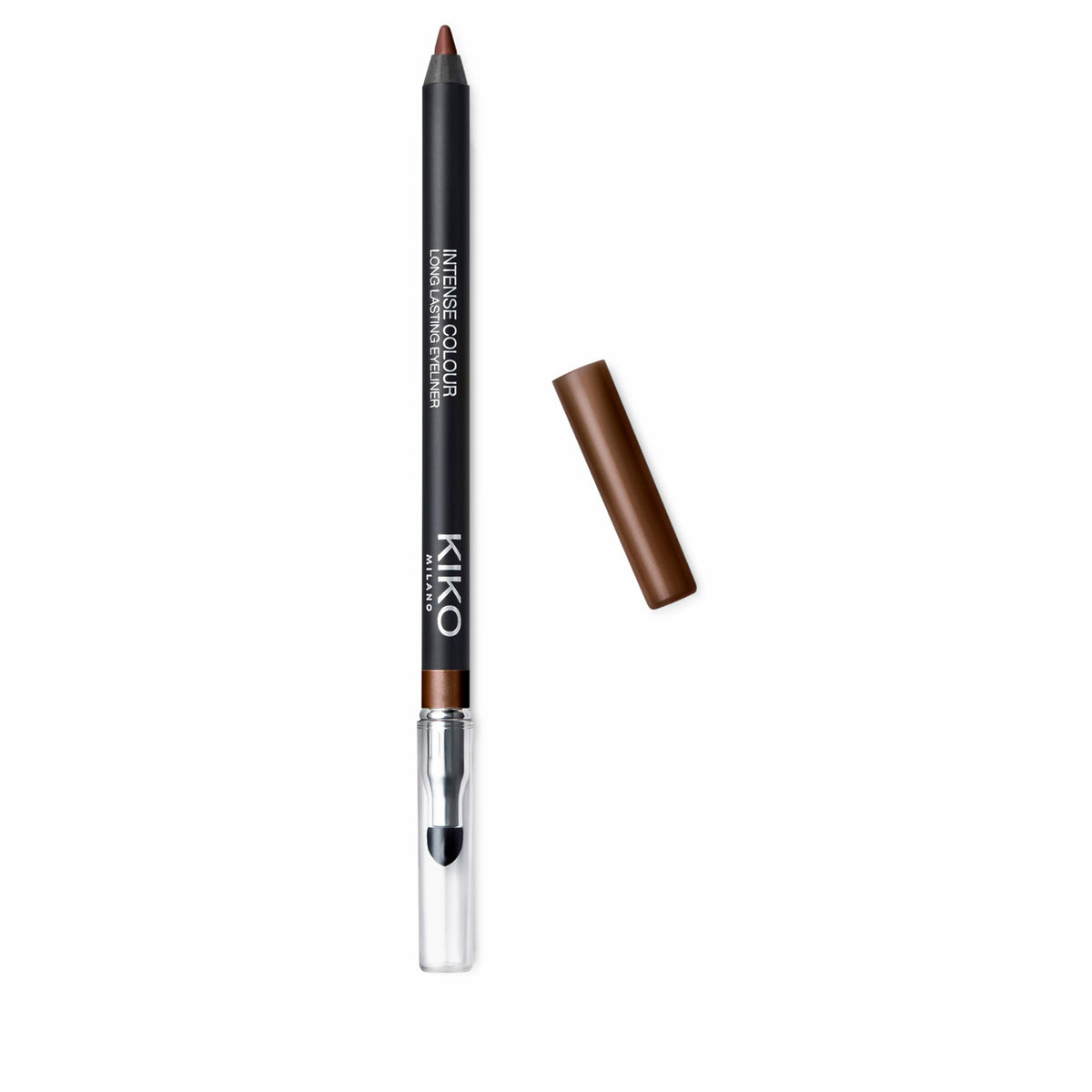 Lápiz de ojos Kiko Milano Intenso: trazo intenso y larga duración para delineado exterior.