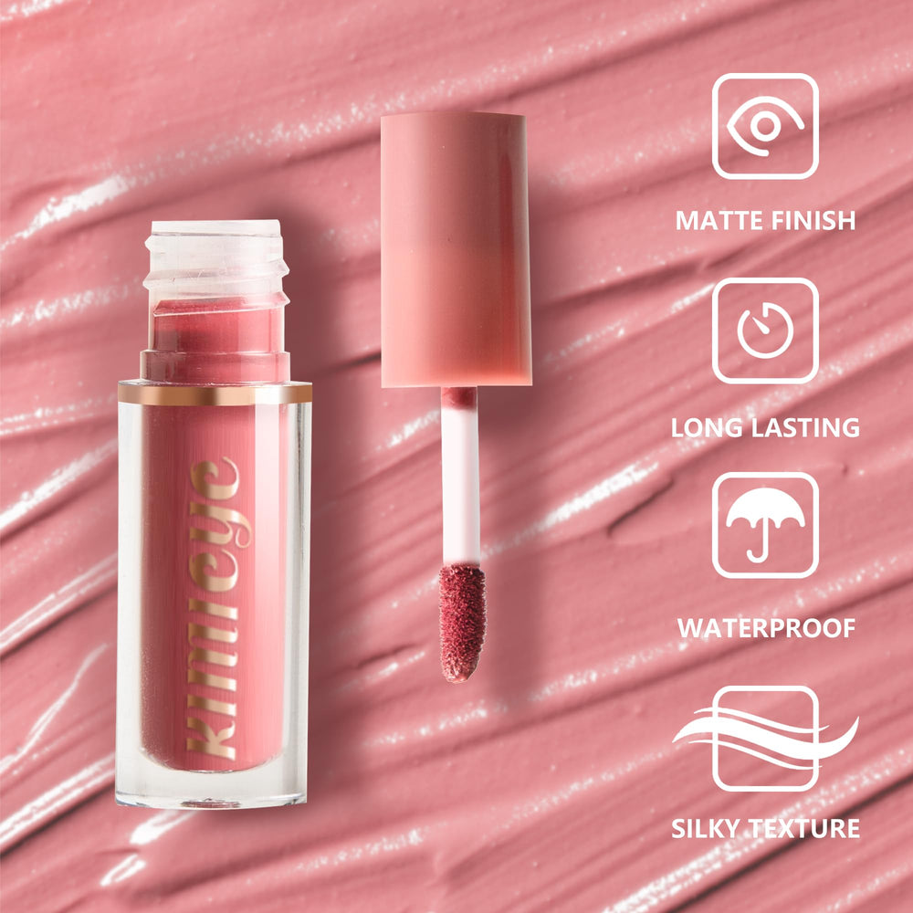KIMIEYE Conjunto A labial mate nude rosado, acabado suave y duradero.