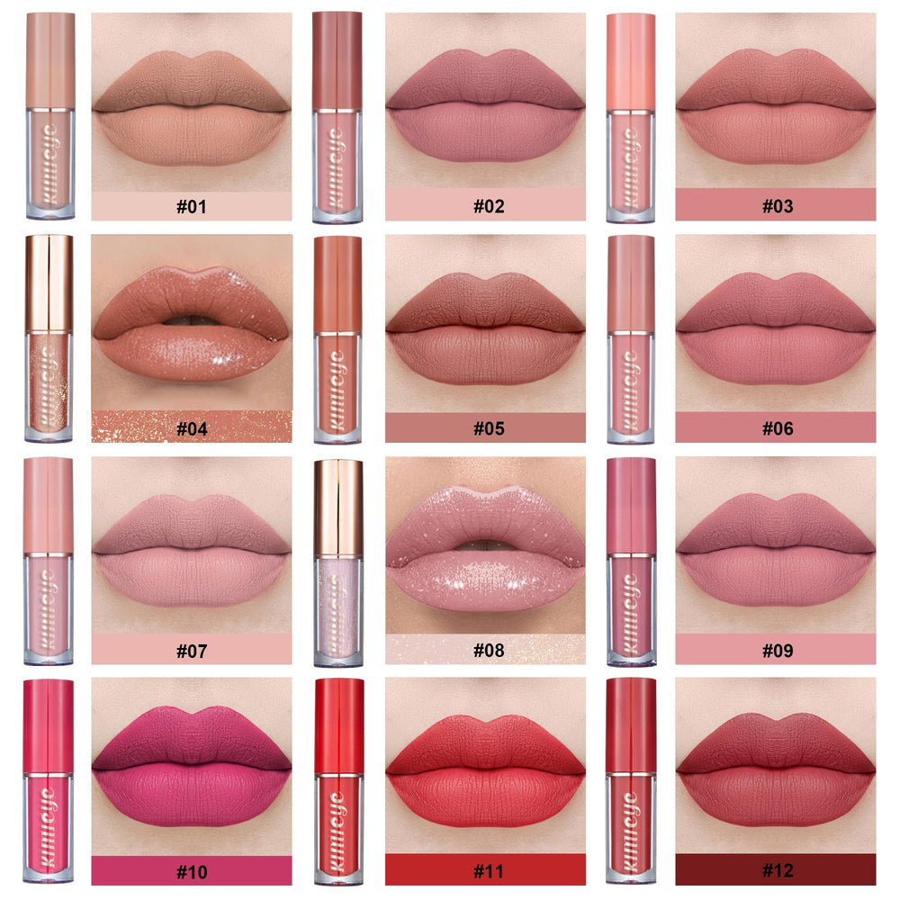 KIMIEYE Conjunto A labial mate secado rápido, acabado limpio sin manchas.