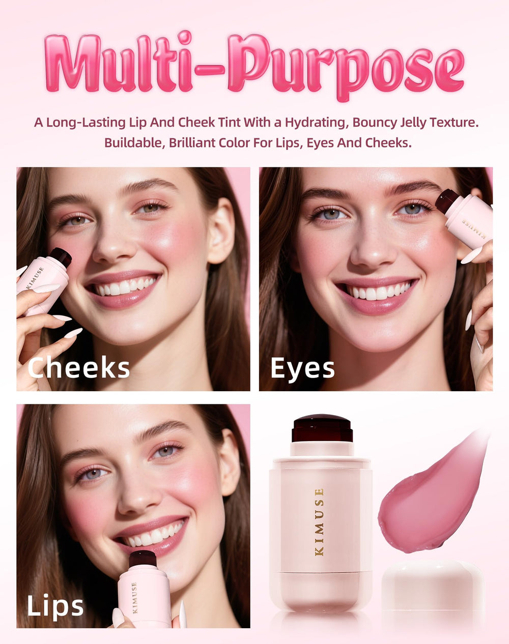 KIMUSE Jelly Tint: hidratación ligera para labios y mejillas durante todo el día.