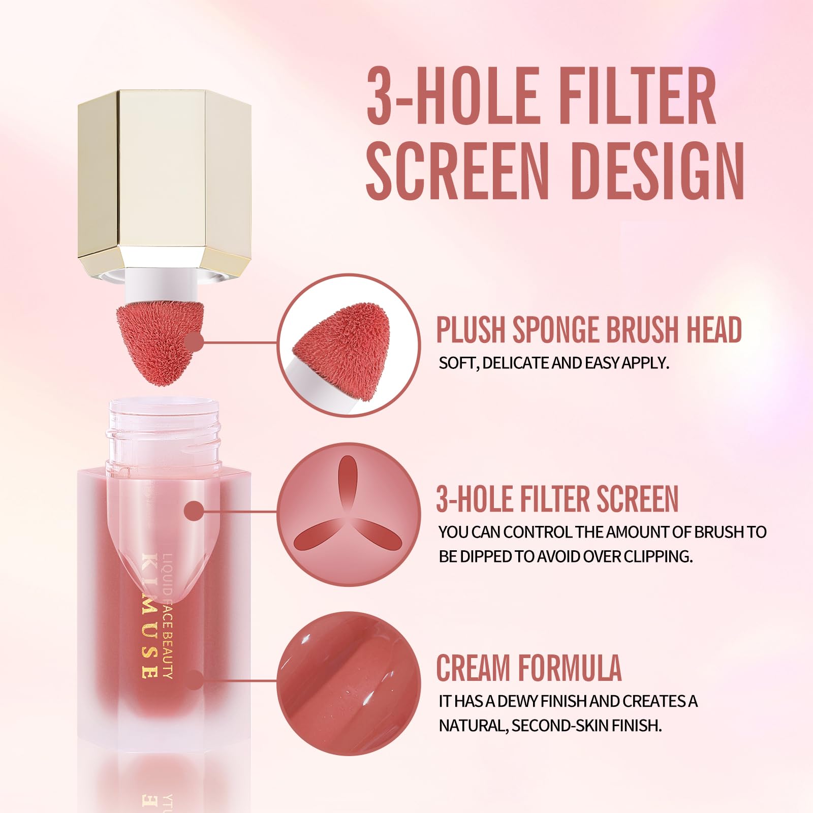 KIMUSE Rubor líquido se mezcla para crear color personalizado.