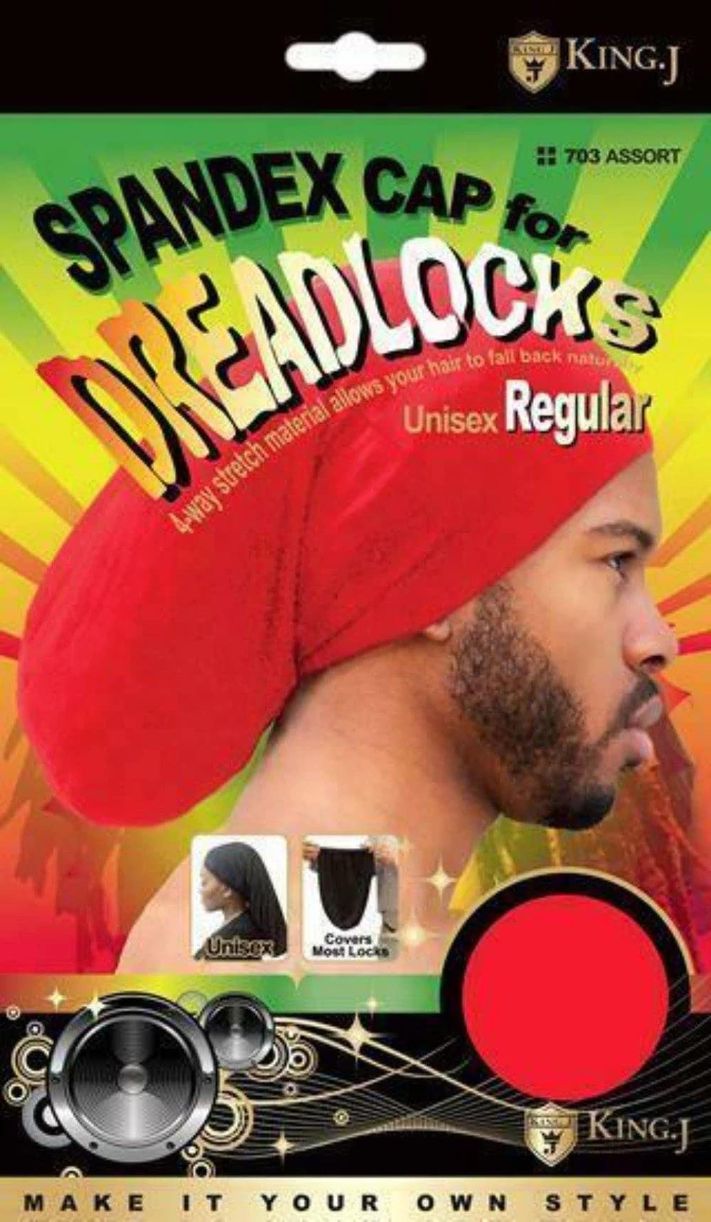 King.J gorra elástica 4 vías para rastas, uso diario cómodo y transpirable.