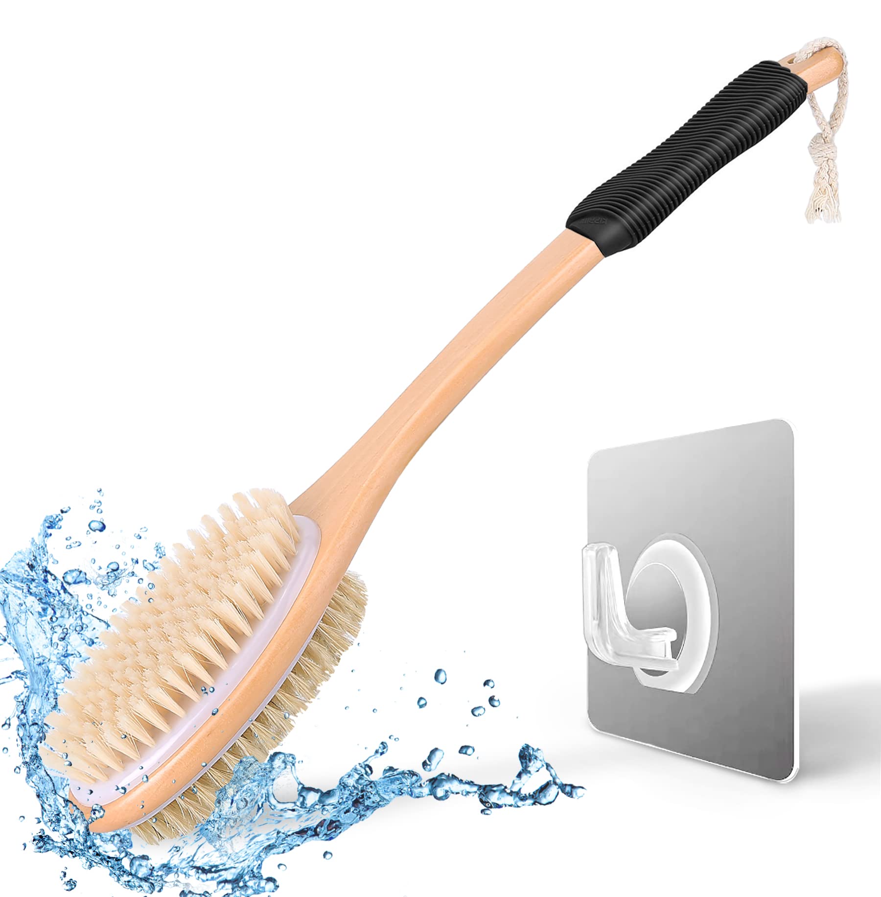 Cepillo Kipritii con mango arco ergonómico para un agarre cómodo durante la ducha.