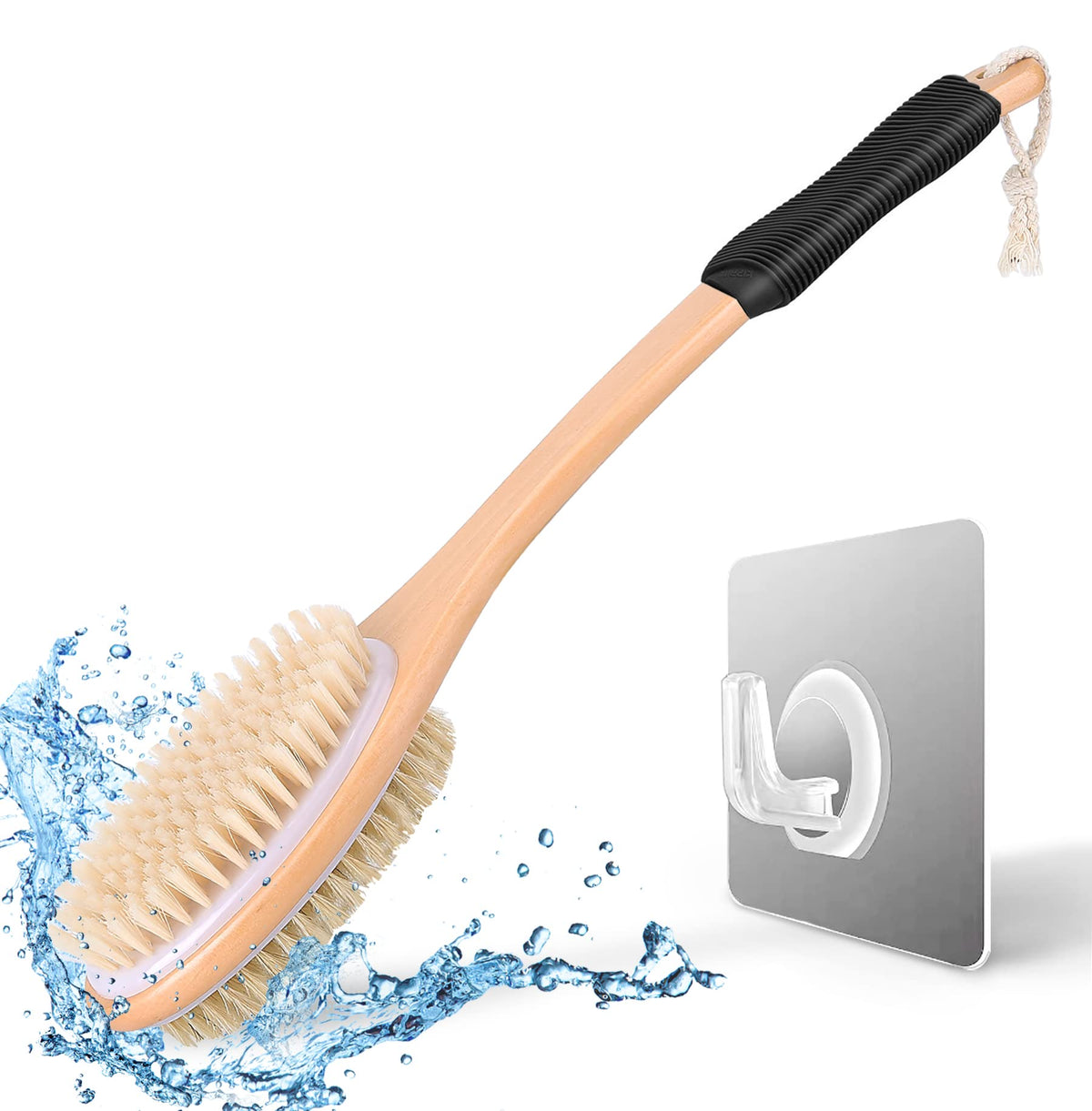 Cepillo Kipritii con mango arco ergonómico para un agarre cómodo durante la ducha.
