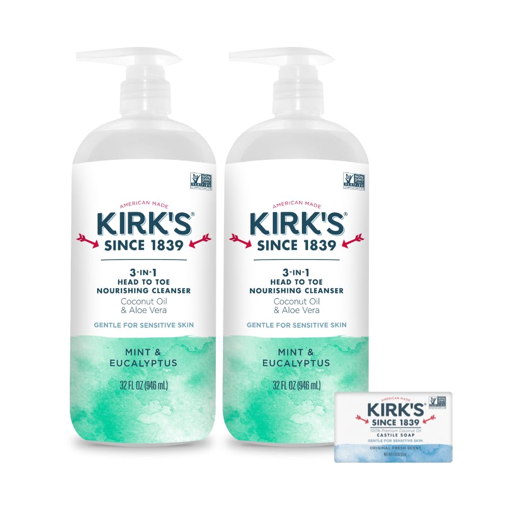 Kirk's 3-en-1 botella con dosificador para el cuidado diario de toda la familia.