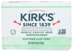 Kirks Barra Coco Castile Aloe Vera 4 onzas: limpieza suave para piel sensible.