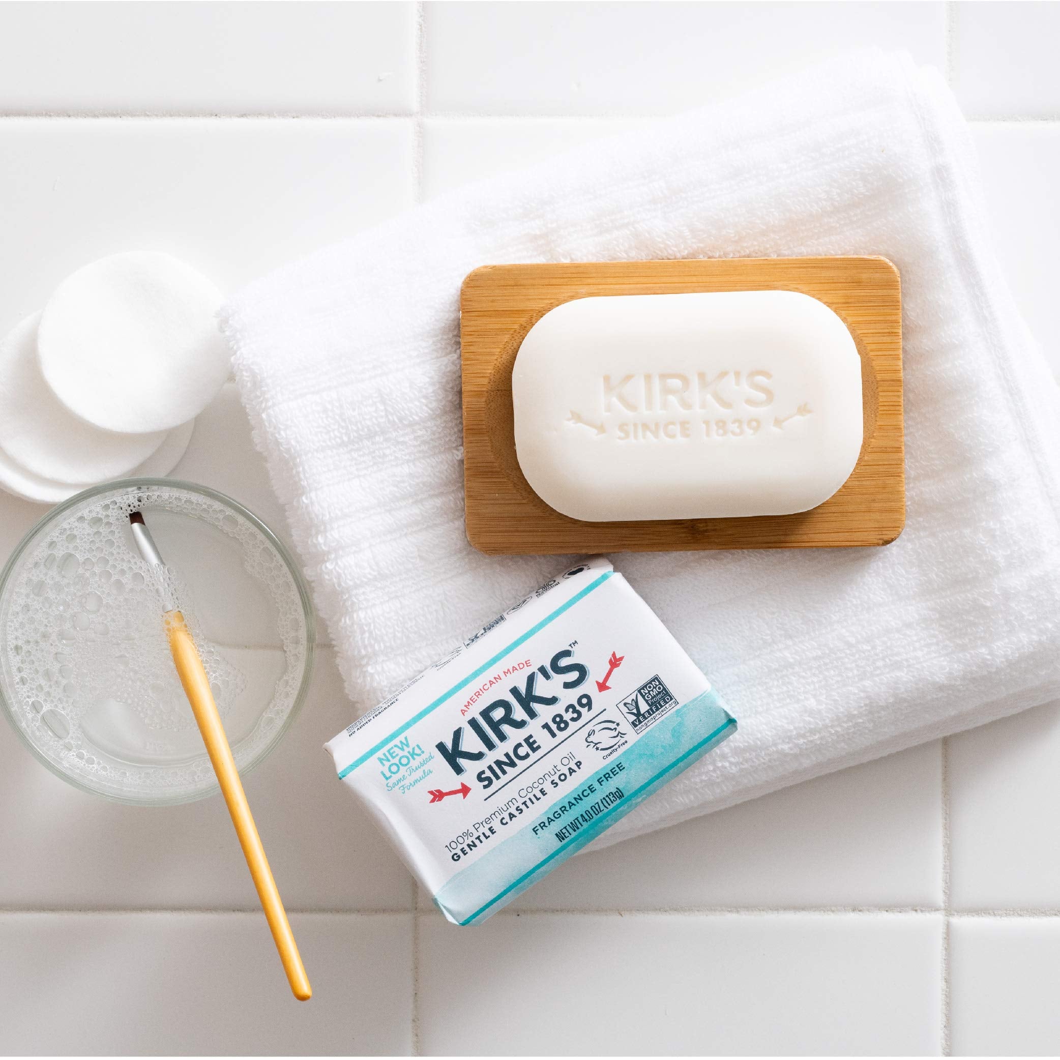 Kirk's barra para uso diario, espuma suave para manos y cuerpo.