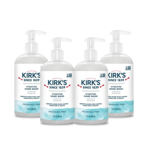 Kirks jabón de manos hidratante en dispensador 355 ml para uso diario.