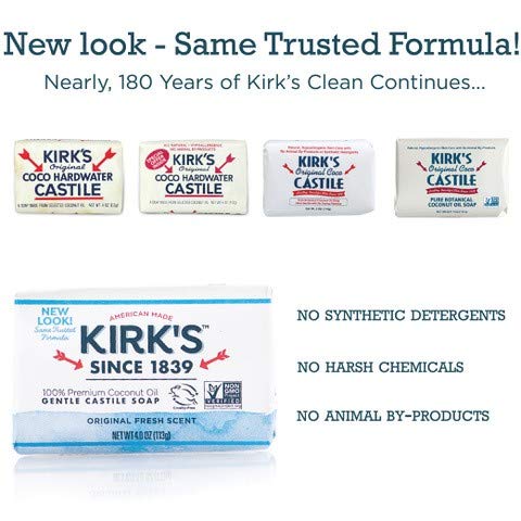 Kirk's jabón natural biodegradable, enfoque en apariencia de la barra.