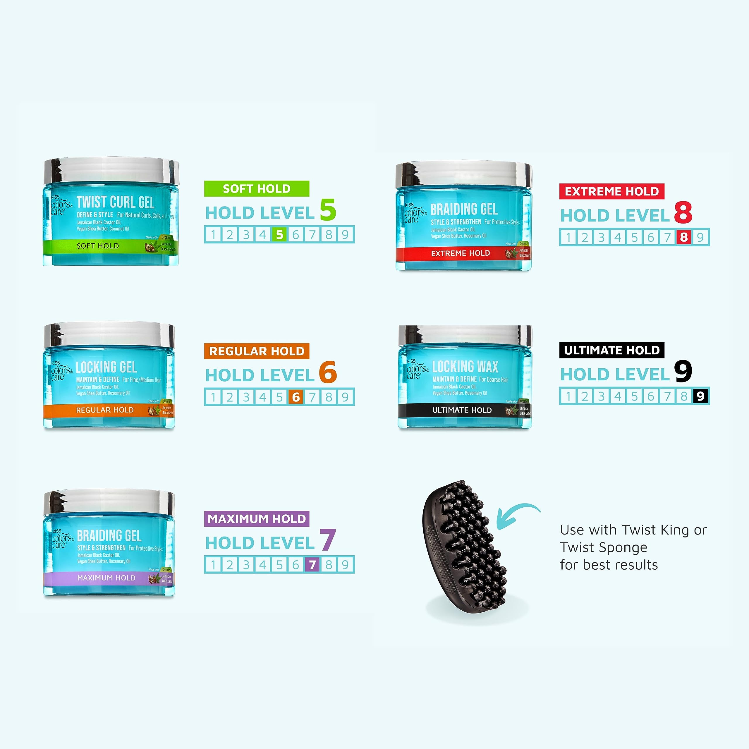 KISS COLORS & CARE Biotina B7 fortalece el cabello y promueve brillo.
