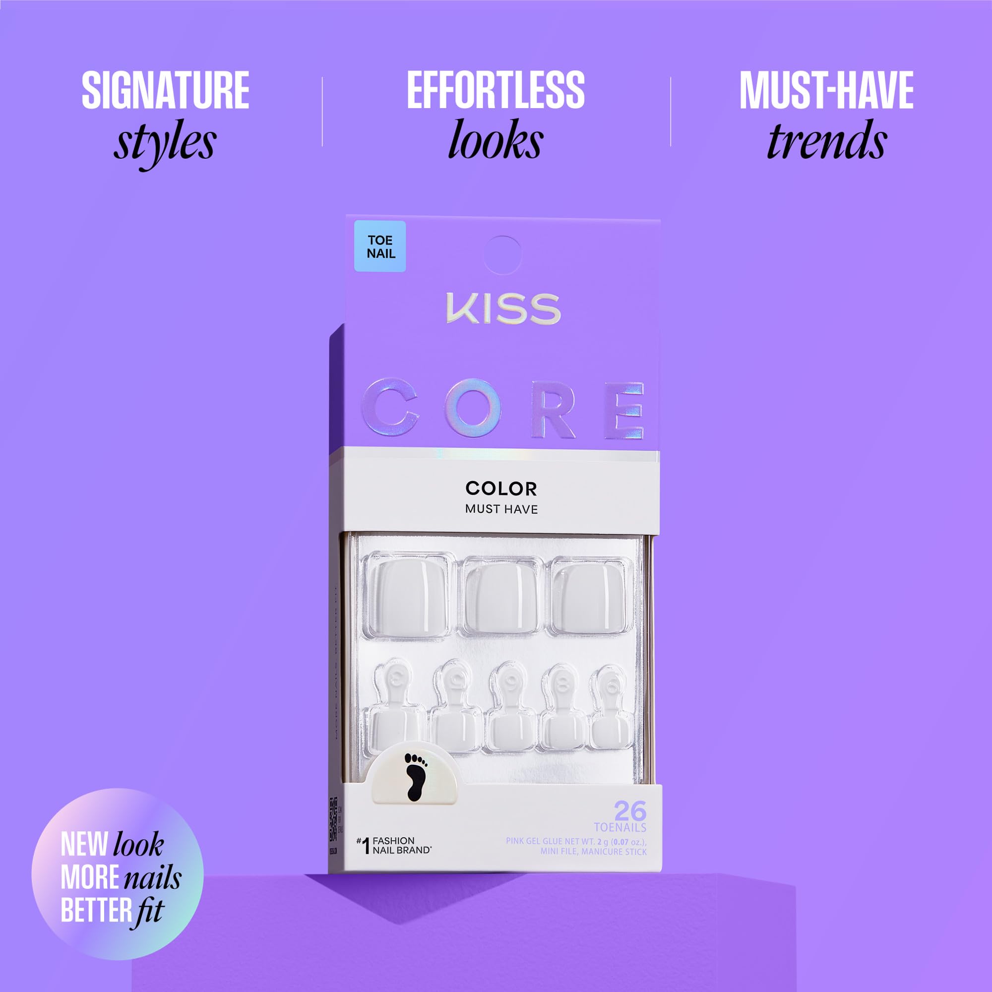 KISS CORE contenido-del-kit uñas, pegamento, palito y lima