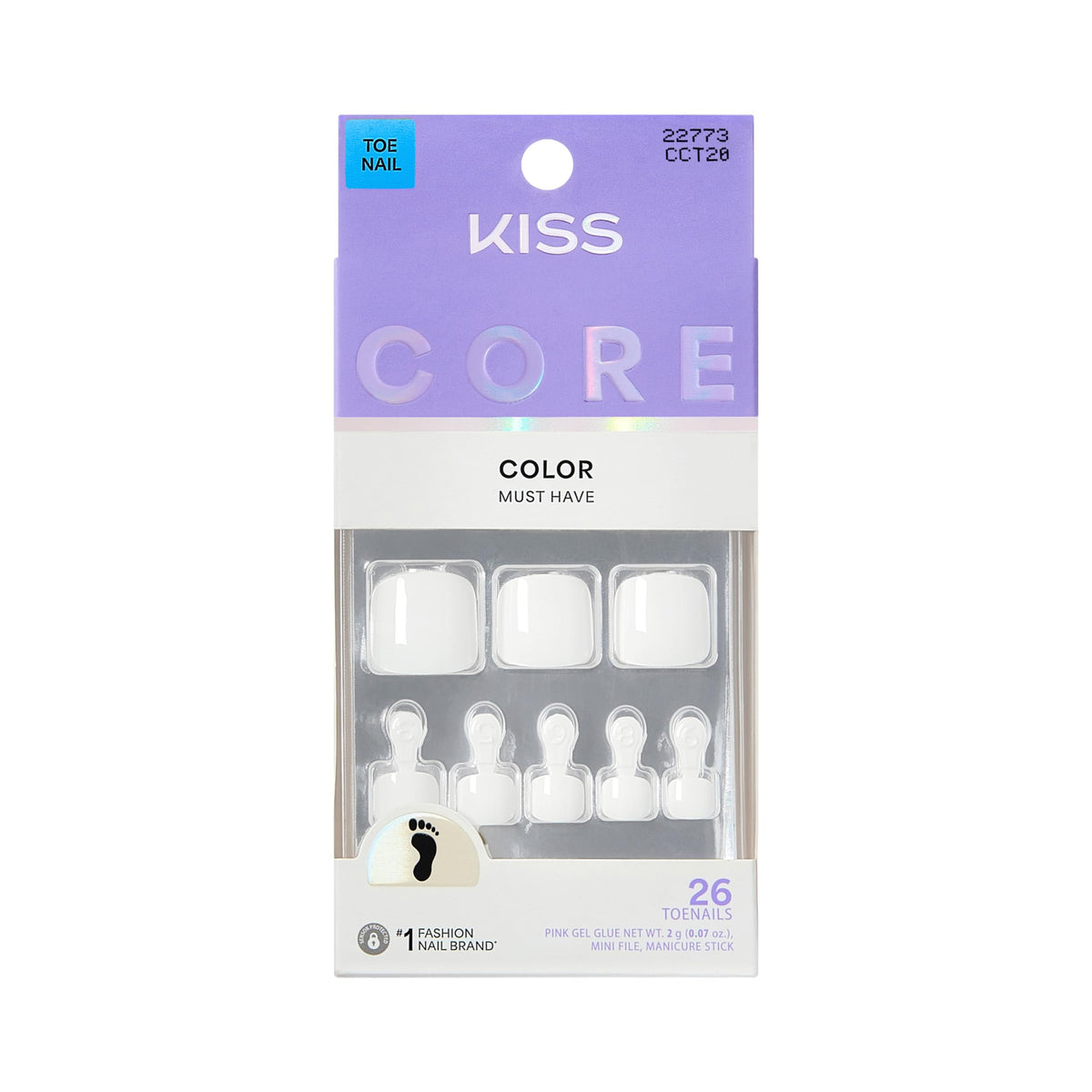 KISS CORE uñas-pies corto squoval, acabado natural y cómodo