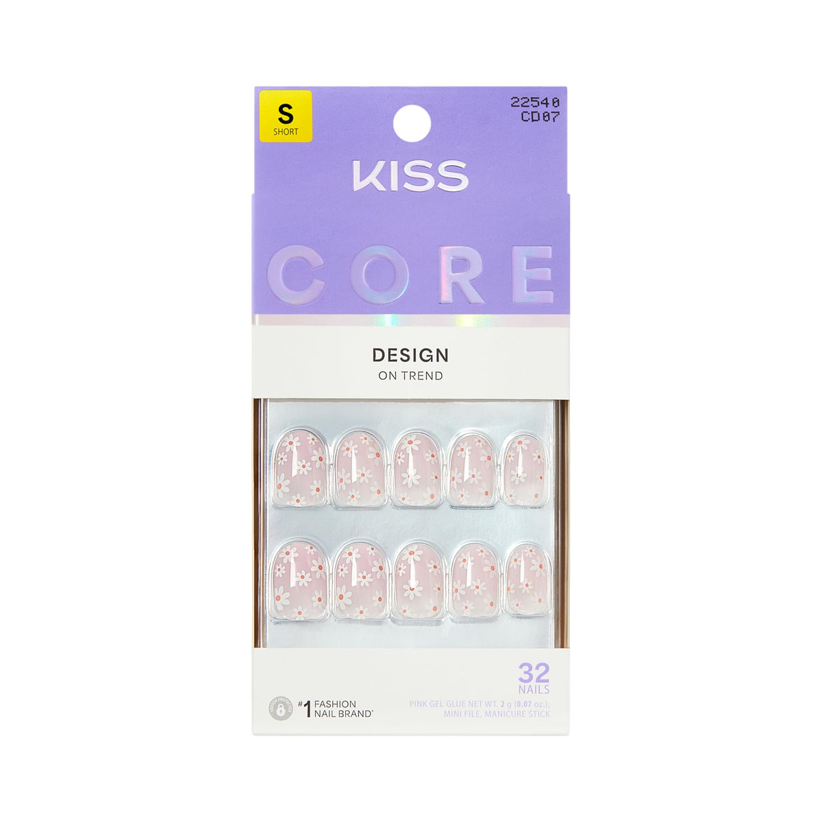 KISS CORE uñas postizas amistad rosas, acabado suave para uso diario