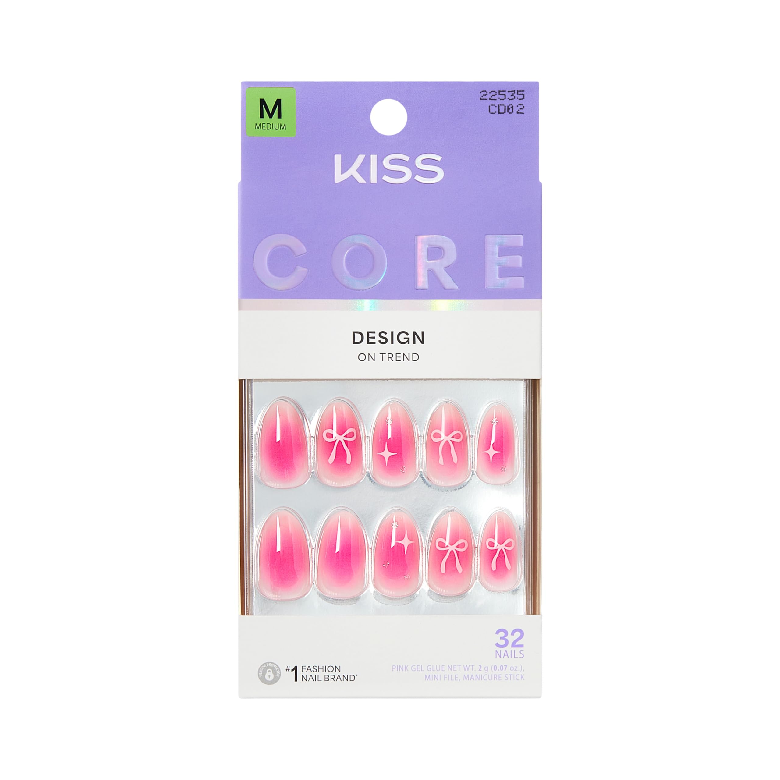 KISS CORE uñas postizas rosa para acabado natural y cómodo