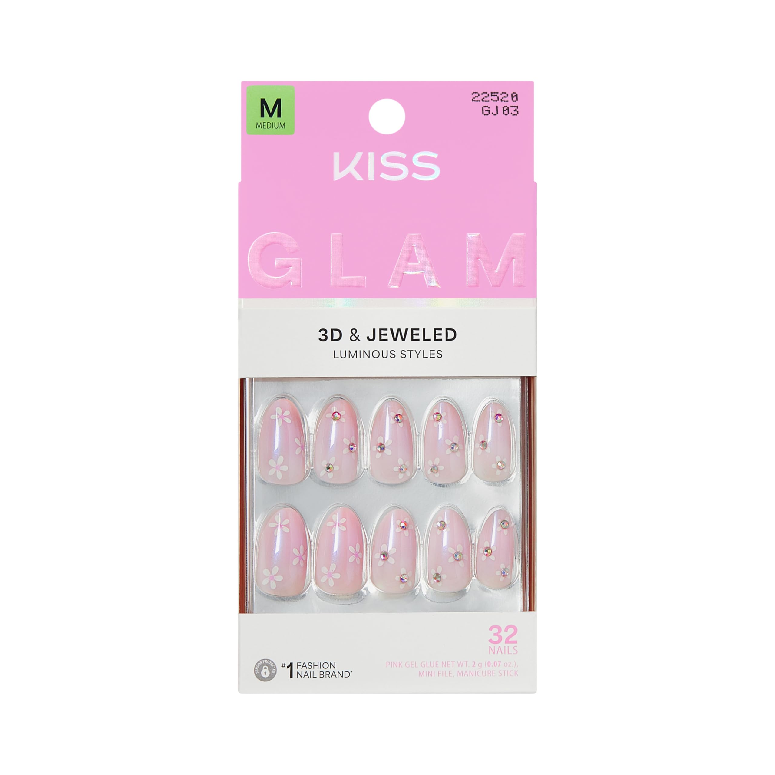 KISS GLAM brisa de bienestar: uñas postizas para un look elegante.