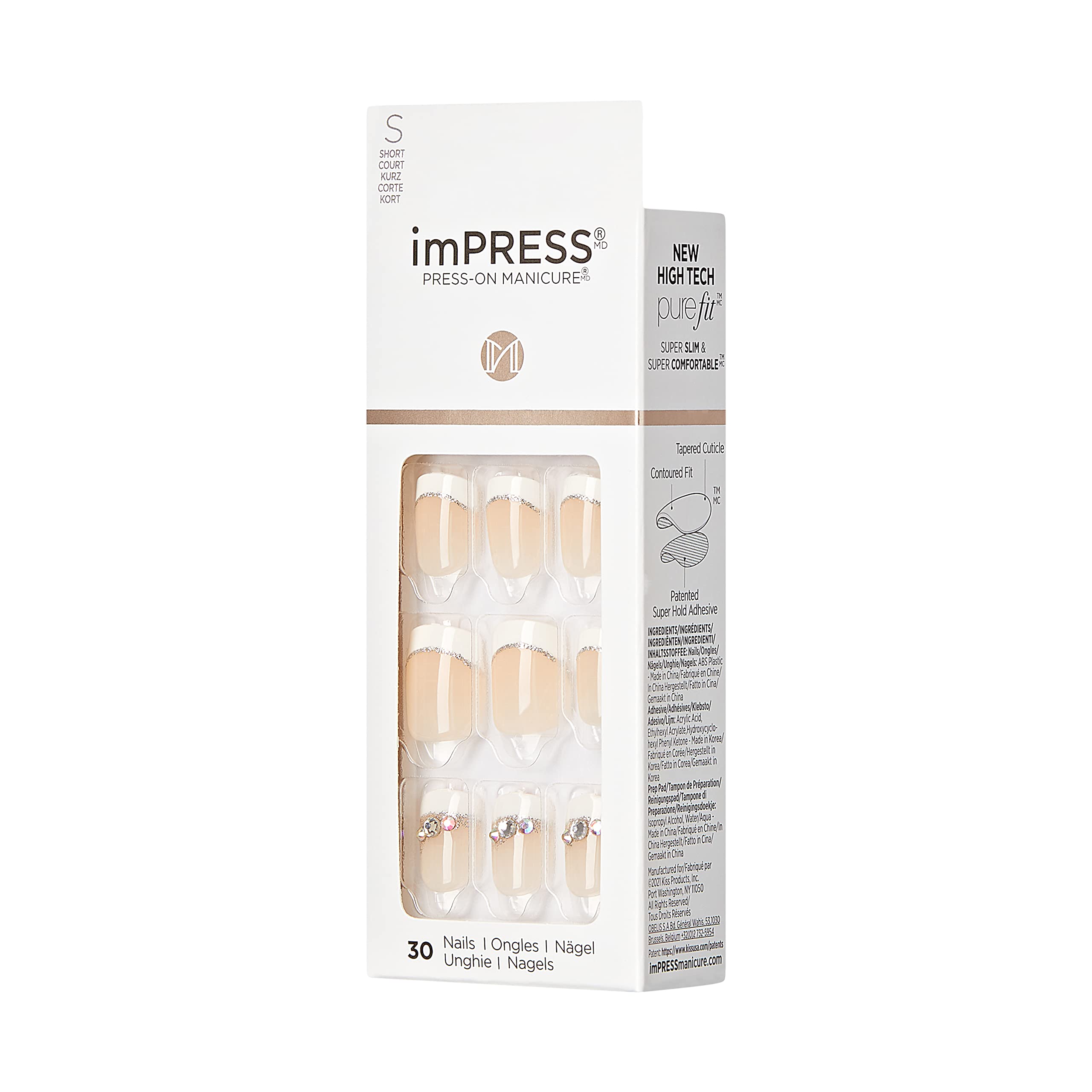 KISS imPRESS incluye toallita de preparación, lima y palito para cutícula.