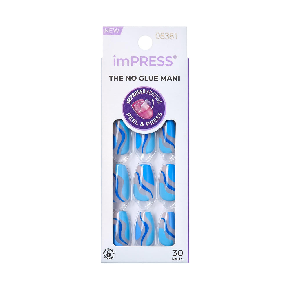 Uñas KISS Impress Sin Pegamento Mani con tallas variadas y ajuste natural.