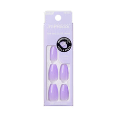 KISS Impress sin pegamento, uñas media forma ataúd, acabado duradero para uso diario.