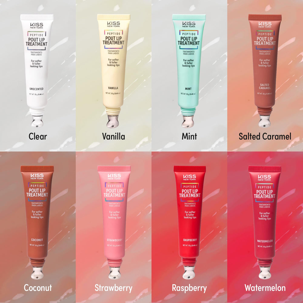 KISS NEW YORK Peptide Lip Treatment con aceite de ricino y squalane nutre profundamente.