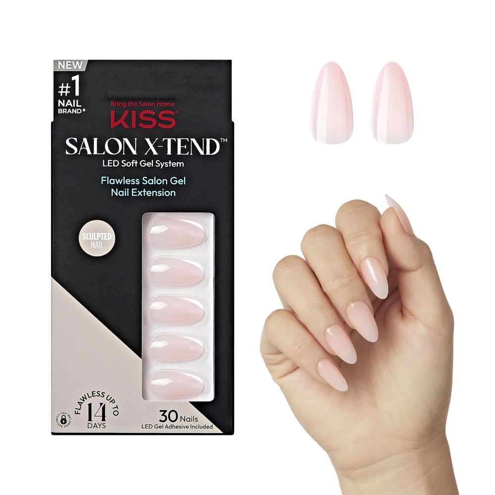 KISS Salon X-tend Gloria ofrece uñas postizas LED para un acabado profesional.