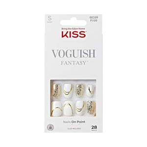 KISS Voguish Fantasy uñas postizas glam blanco, para un look glam en minutos