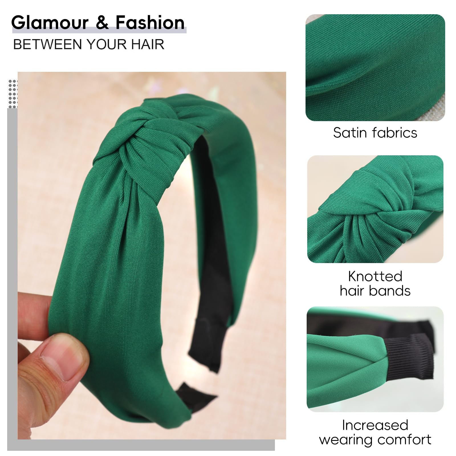 Diadema nudo verde de Kistreao, diseño elegante para combinar con ropa formal