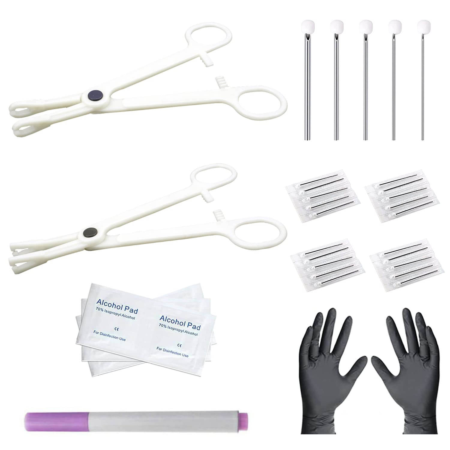 Kit de perforación corporal con pinza septum redonda para uso seguro en casa