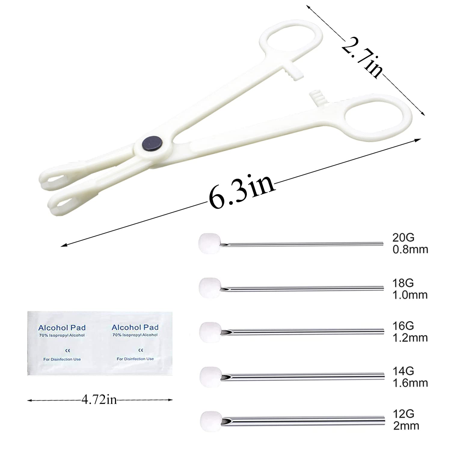 Kit de perforación corporal con pinza septum triangular para mayor precisión
