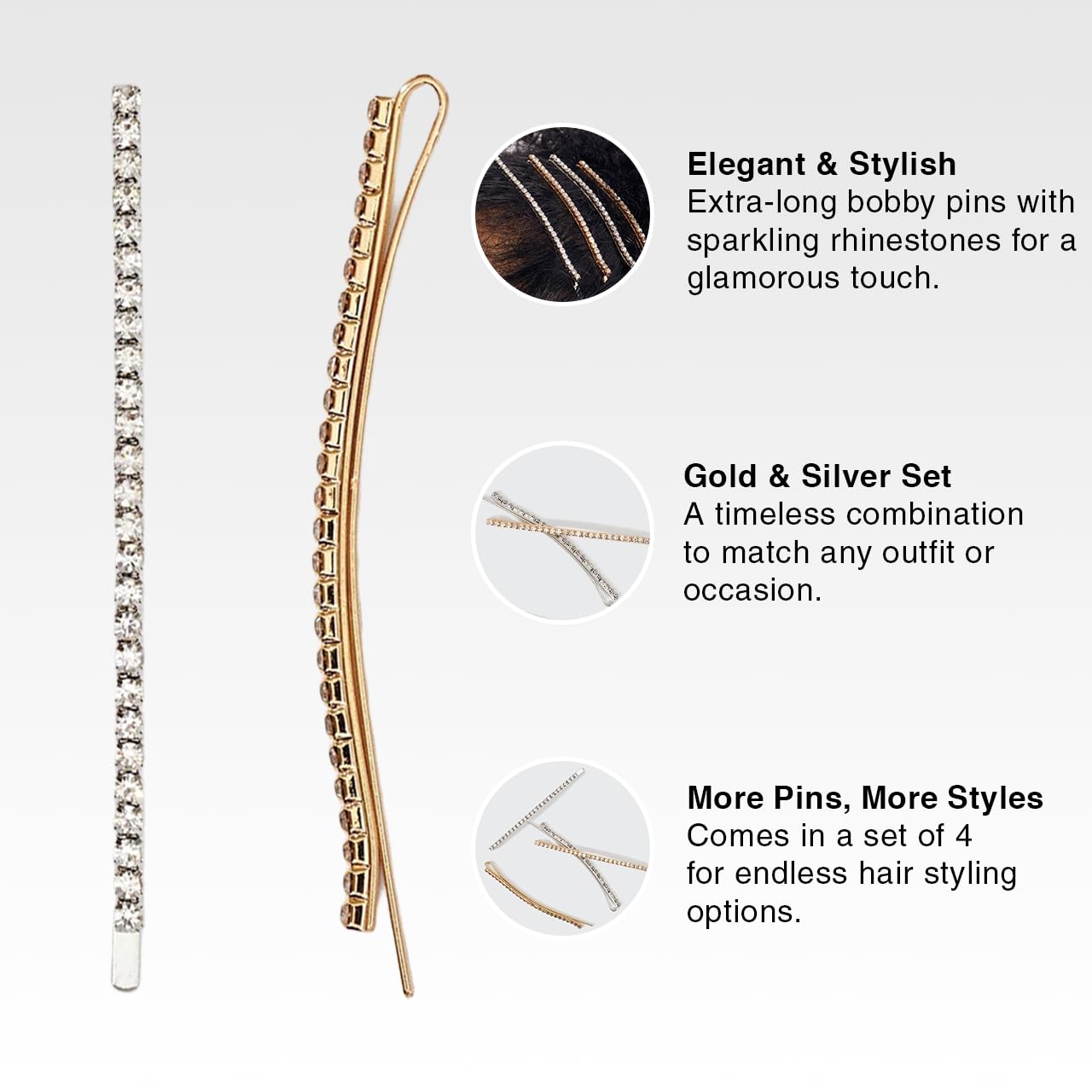 Kitsch pinzas cabello destellos dorados para looks glamurosos en eventos